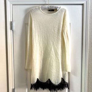 Zara knit see through dress with black lace size M